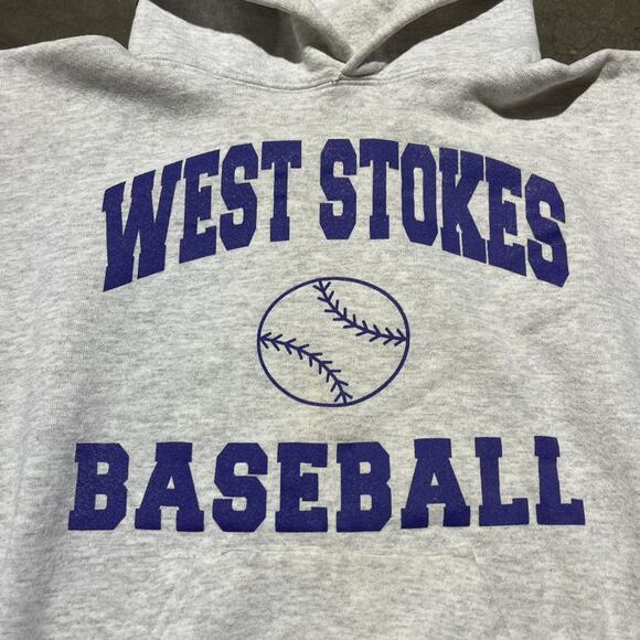Vintage 90s West Stokes Baseball Grey Reebok Hoodie - Picture 2 of 6